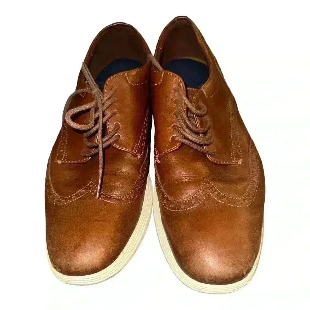 Cole Haan Mens Tan Oxford‎ Wingtip Dress Shoes, Size 11